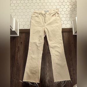 Creme Jeans! Cropped and Frayed hem!